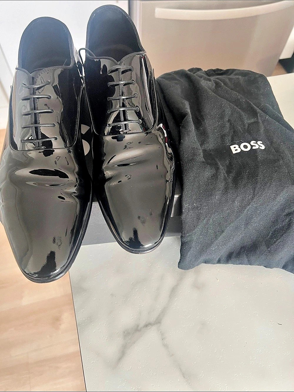 BOSS Evening Patent Leather Oxford Shoes Men's Black. Worn once for my wedding.